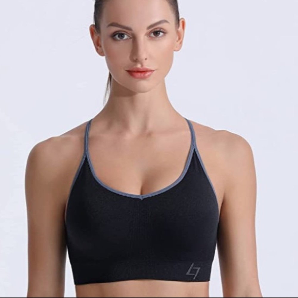 Racerback Black/Grey Sports Bra NWT